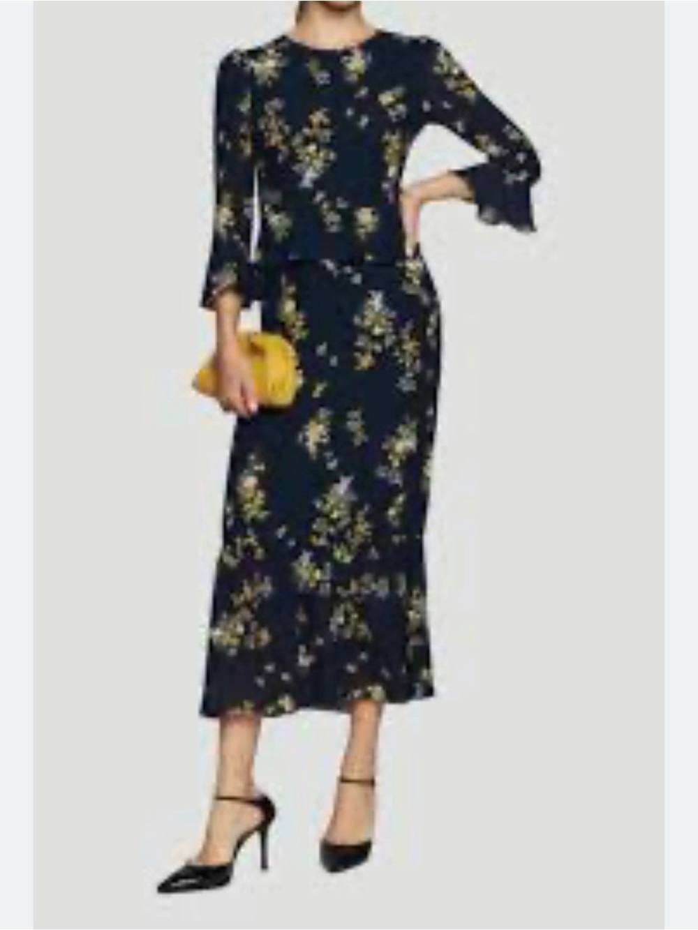 Reformation Delvina Floral Midi Dress Blue Multicolor ‎ Women's Size 12